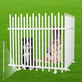 Vinyl Fence Panel 80''Wx44''H with Steel Reinforcement, Temporary Fence for Backyard, No Dig Panels, DIY, PVC Decorative Fencing Barrier for Porch Patio Pool Backyard, White