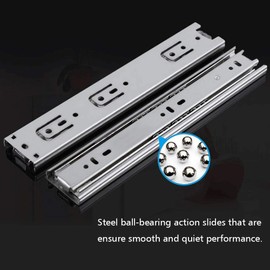 TOOPONE Drawer Slides, 6 Inch Full Extension 3 Section Ball Bearing Side Mounted Drawer Slider for Cabinet Kitchen Furniture ，2 Pack (6 Inch, Silver)