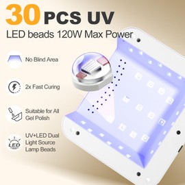 ANYINS UV Nail Lamp 120W, Professional UV LED Lamp for Gel Nails Long-Lasting 30Pcs Beads Cordless Gel Nail Light, Fast Curing Nail Dryer with Knob for Home Salon DIY Orange