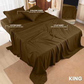 Utopia Bedding Utopia Bedding King Bed Sheets Set - 4 Piece Bedding - Brushed Microfiber - Shrinkage and Fade Resistant - Easy Care (King, Mocha)