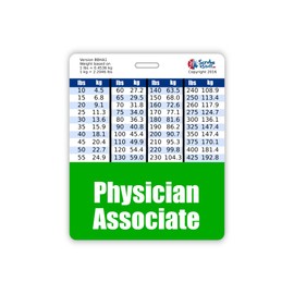 Physician Associate Badge Buddy Horizontal w/Height & Weight Conversion Charts (Oversized, Green)