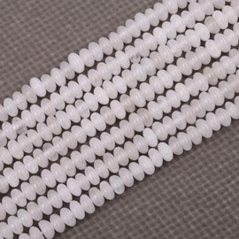 BONNY BOXX 150PCs Natural 2 * 4mm White Jade Rondelle Beads, Natural Abacus Disk Stone Beads Loose Spacer Gemstone Beads for DIY Bracelet Necklace Jewelry Making
