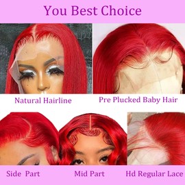 PANDA ANGEL Dark Red Lace Front Wigs Human Hair 30 Inch Straight Frontal Wig Human Hair Red Burgundy Glueless Wear and Go Wig Pre Plucked with Baby Hair 13x4 Hd Transparent Lace Wigs for Black Women
