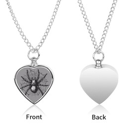 Spider Animal Motif Pet Urn Necklace for Ashes Cremation Jewelry Keepsake Pendant Memorial Gifts for Dog Cat