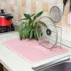 Home Beyond & HB design - Microfiber Dish Drying Mat for Kitchen - Absorbent Waffle Kitchen Counter Mat - 15x20-Inch, Pink