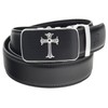 QHA Mens Jesus Cross Automatic Buckle Ratchet Leather Belt Q39-Silver