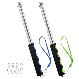 6.5ft (200cm) Telescopic Handheld Flagpole, 2 Pcs Retractable Banner Pole Portable Tour Guide Flag Pole Pointer Stainless Steel Teaching Pointer Stick for Tour Guide Teaching (Blue & Green)