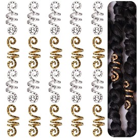 20 Pcs Vikings Hair Beads Metal Dreadlocks Beads Silver Spiral Hair Decoration Golden Hair Decoration Beads for Hair Decorating DIY Hair Braid Jewelry