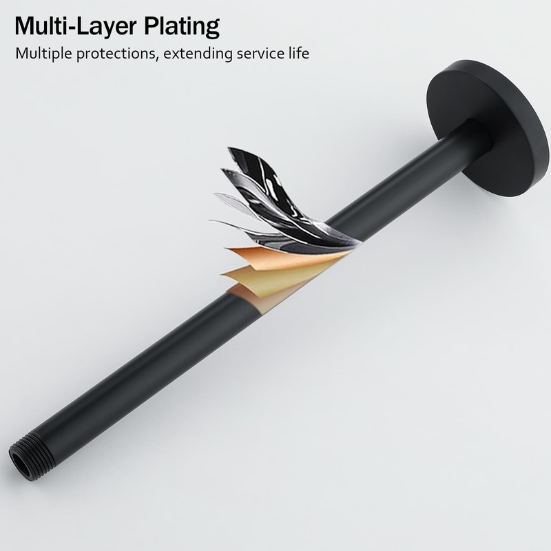 RANDOM Shower Arm with Flange,12 Inches Ceiling Mount Shower Head