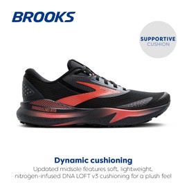 Brooks Women’s Adrenaline GTS 24 Weatherized Supportive Running Shoe - Black/Ebony/Hot Coral - 11 Medium