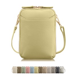 Encore Smartphone Pouch, High Visibility, Genuine Leather, Smartphone Shoulder, Cross-Body Vertical, Wallet, Smartphone Bag, Women's, Lightweight, Mini Shoulder Pouch, Shoulder Bag, Gift (Cream Yellow)