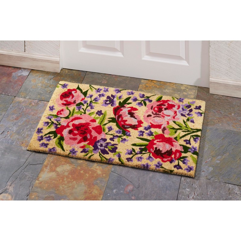 HF by LT Peony Garden 100% Coir Doormat, 18 x