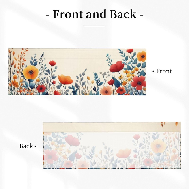 XLinTech 2 Pack Boho Florals Valance for Windows Flower Curtain