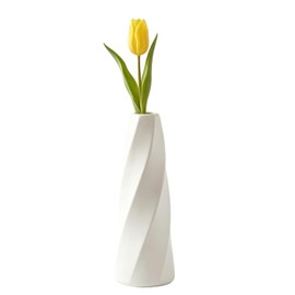White Plastic Flower Vase with Narrow Neck