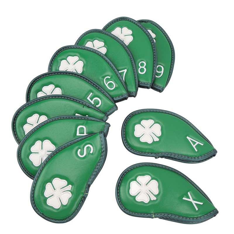 10 PCS Golf Club Head Covers Four Leaf Clover Pattern