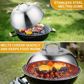 Griddle Accessories, Commercial Grade 9" Heavy Duty Melting Dome, Round Burger Press and Multipurpose Wire Rack, Stainless Steel Cast Iron Cleaner, Kitchen Tongs, Best for Flat Top Grill Cooking