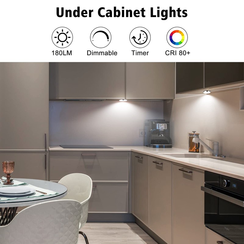 LABOREDUCER Under Cabinet Light Kitchen Kit,Dimmable Display Cabinet Lighting Cupboard