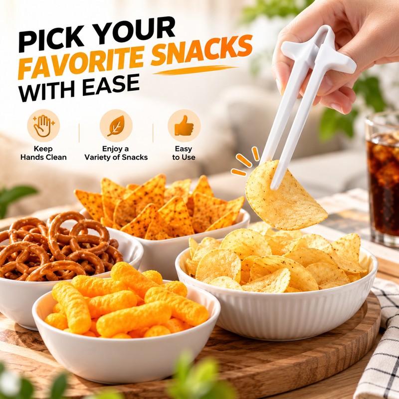 Finger Chopsticks for Gaming & Snacking – Wearable Plastic Snack