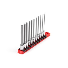 TEKTON 1/4 Inch Drive Long Hex Bit Socket Set with Rail, 11-Piece (2-8 mm) | SHB90107