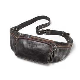 FANDARE Waist Packs Men Chest Sling Bag Waist Pouch Leather Fanny Pack Waterproof Business Travel Running Cycling Sports Crossbody Bag Outdoor Multipurpose Shoulder Bag Brown