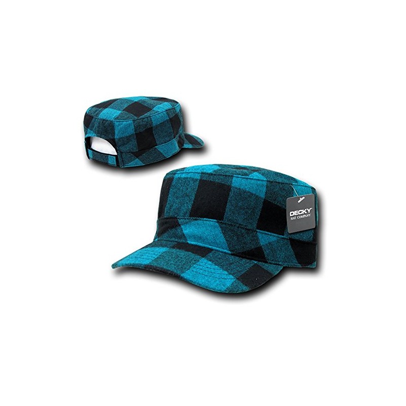 DECKY Flannel Flat Top Cap, Teal Plaid