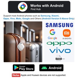 Air Tracker Tag for Android, Tags-4 Pack Luggage Tracker with 4 Case, Works via Google Find Hub App, Bluetooth Tracker Item Finder for Key, Backpack, Travel and Commute, 4 Pack, White (NOT for iOS)