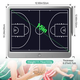 Wicue LCD Electronic Basketball/Soccer/Football Coaching Board, Digital Strategy Tactical Marker Board with Stylus Pen for Sports Training, Playmaker LCD Board for Coach Gifts（Basketball）