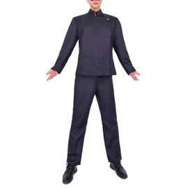 DAZCOS JJK Men's Anime Costume US Size Cosplay Jacket Pants with Glasses, Black, X-Large-G