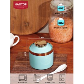 HAOTOP 8 oz Sugar Bowl with Lid and Spoon, Simple Ceramic Sugar Jar Sugar Dispenser Sugar Container Coffee Bar Accessories, Modern Kitchen Countertop Canisters, Turquoise