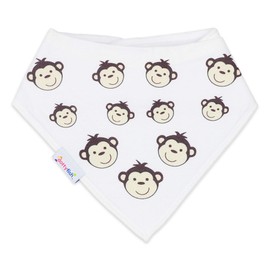 Dotty Fish Baby Bandana Bibs. Drool Bibs. Super Absorbent Teething Bib. Cheeky Monkey on White. Organic Cotton Bib.