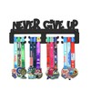 GENOVESE Medal Holder Display Hanger Rack,Black Never Give Up,Sturdy Steel