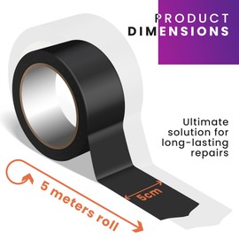 HOMIK 3 Pieces Each 5 cm x 5 m Extremely Strong Waterproof Tape Outdoor and Indoor Sealing Tape Waterproof Tape UV Resistant Duct Tape Self-Welding Tape Black