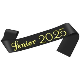 Class of 2025 Graduation Celebrations Sashes Senior Sash 2025 Black Satin Sashes Graduated Cheerleader Celebration Party Decorations Supplies Graduation Gift for Her Him Daughter Son Friend