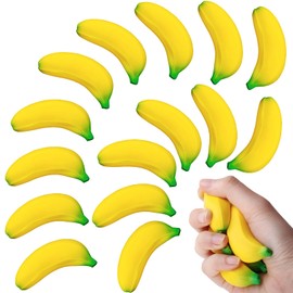 SALACOOL 15 Pcs Banana Stress Toys Party Favors,Bananas Stretchy Toys PU Relief Stress Squeeze Balls,Banana Toy for Relief Birthday Decoration Party Supplies (2.36 Inch)