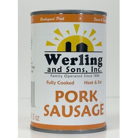 Werling All Natural Pork Sausage – 14.5 oz Long Term Emergency Survival Canned Meat Fully Cooked (12 Pack)