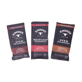 KINDERS Autumn Cooking Seasoning Bundle - Grandpa's Beef Stew 1.2oz, Sunday Pot Roast 1.1oz, Classic Meatloaf 1.1oz