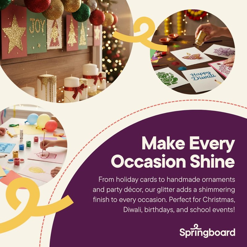 Springboard 100g Red Craft Glitter Shaker Pot, Bright Decorative Glitter