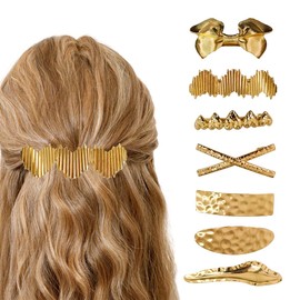Gold Hair Barrettes for Women, Metal French Hair Clips, Simple Spring Snap Hair Barrettes Large for Thin Hair Ponytail Accessories