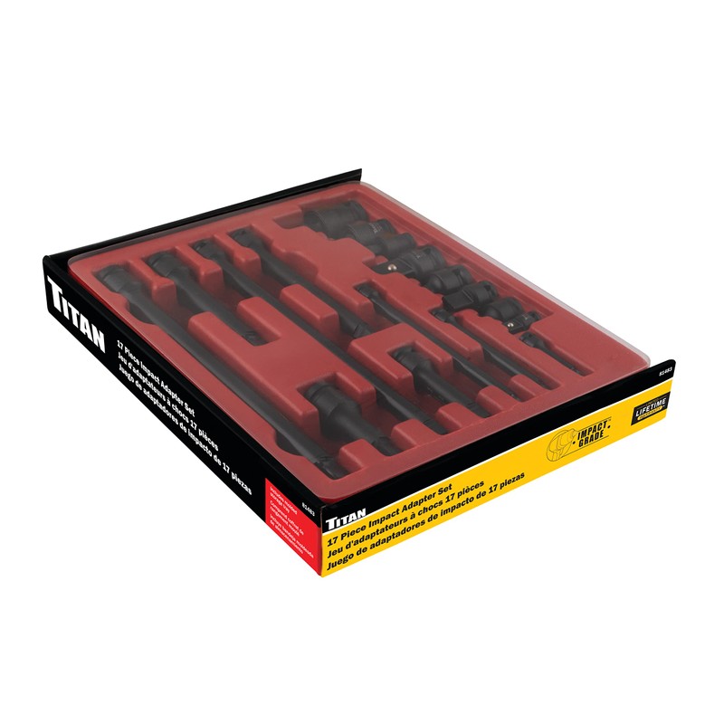 Titan 81483 17-Piece Impact Adapter Set Includes Universal Joints, 1/4-Inch,