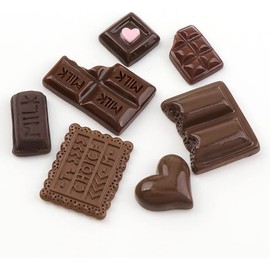WLngtv 30 Pcs Chocolate Resin Charms Assorted Fake Candy Embellishments Brown Flatback Chocolate Ornaments for Scrapbooking