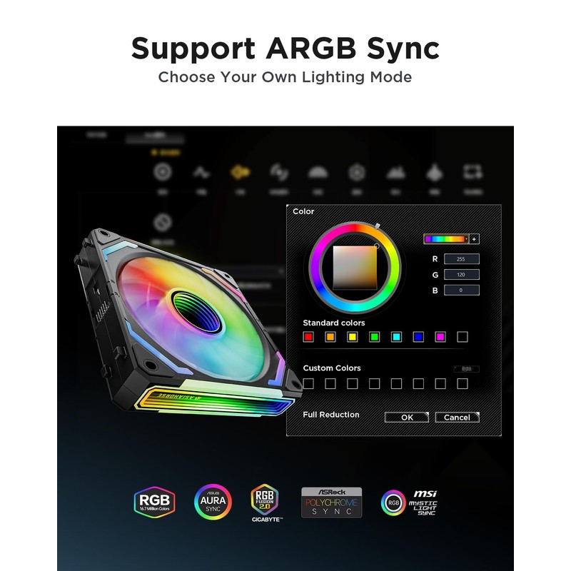 AsiaHorse COSMIQ Ventiladores de PC RGB de 120 mm FDB