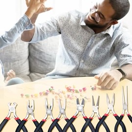 Juego de 8 Alicates Pinzas para Joyera y Bisuteria, Pinzas de Corte Punta, Kit de Herramientas Manuales para Hacer Joyas                              