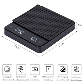 Balanza Digital de Cocina, Balanza para Café, Balanza Digital para Café con Temporizador, Balanza para Café Expreso, Balanza para Gramos con Pantalla LED para Café, Cocinar y Hornear