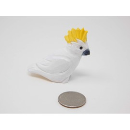 Selsela Cockatoo Figurine Decoration Parrot Tropical Pet Miniature Wooden Bird Art Statue Craft Carved Small Animal Collectible