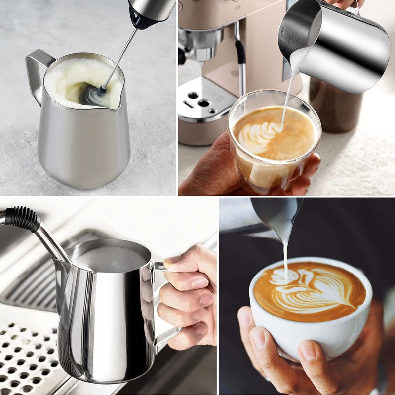 Anpro Milk Jug, Milk Pitcher 350 ml, 12 fl.oz. Stainless