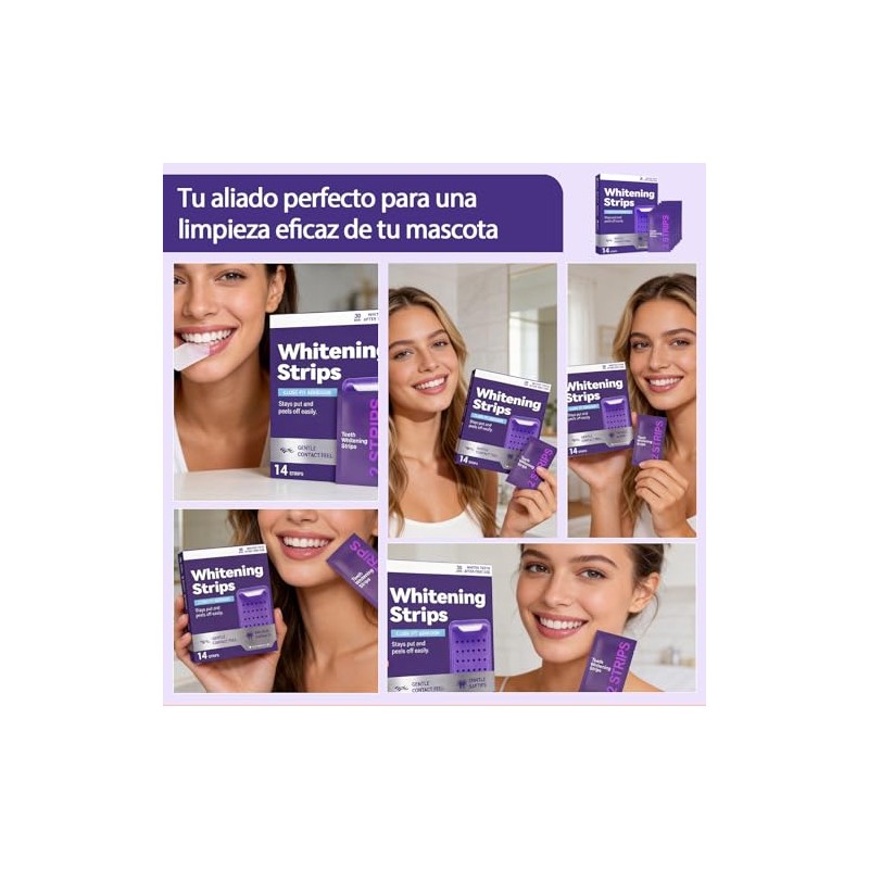 3Pcs Purple Teeth Whitening Strips,Tiras Blanqueadoras de Dientes,Blanqueador Dental para