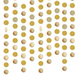 Paper Garland Glitter Round Banner, Pack of 4 Colourful Glitter Paper Circle Dots Banner for Birthday Party, Wedding, Christmas Party Decoration Supplies (Gold)