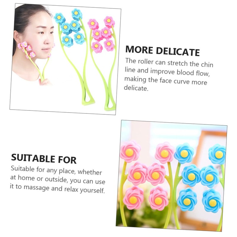 FRCOLOR 2pcs Facial Roller Massager Ergonomic Face Massage Tool for