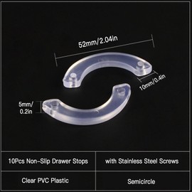 Joyangy 10Pcs Non-Slip Drawer Stops, Clear PVC Plastic Semicircle Drawer Stoppers with Stainless Steel Screws, Furniture Repair Tool for Dresser Chest Bottom