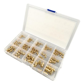 220Pcs Threaded Brass Inserts,M2,M2.5,M3,M4,M5,M6 and 1/4"-20 Heat Set Inserts and Brass Metric Knurled Nuts Assortment Kit for Plastic and 3D Printing Components
